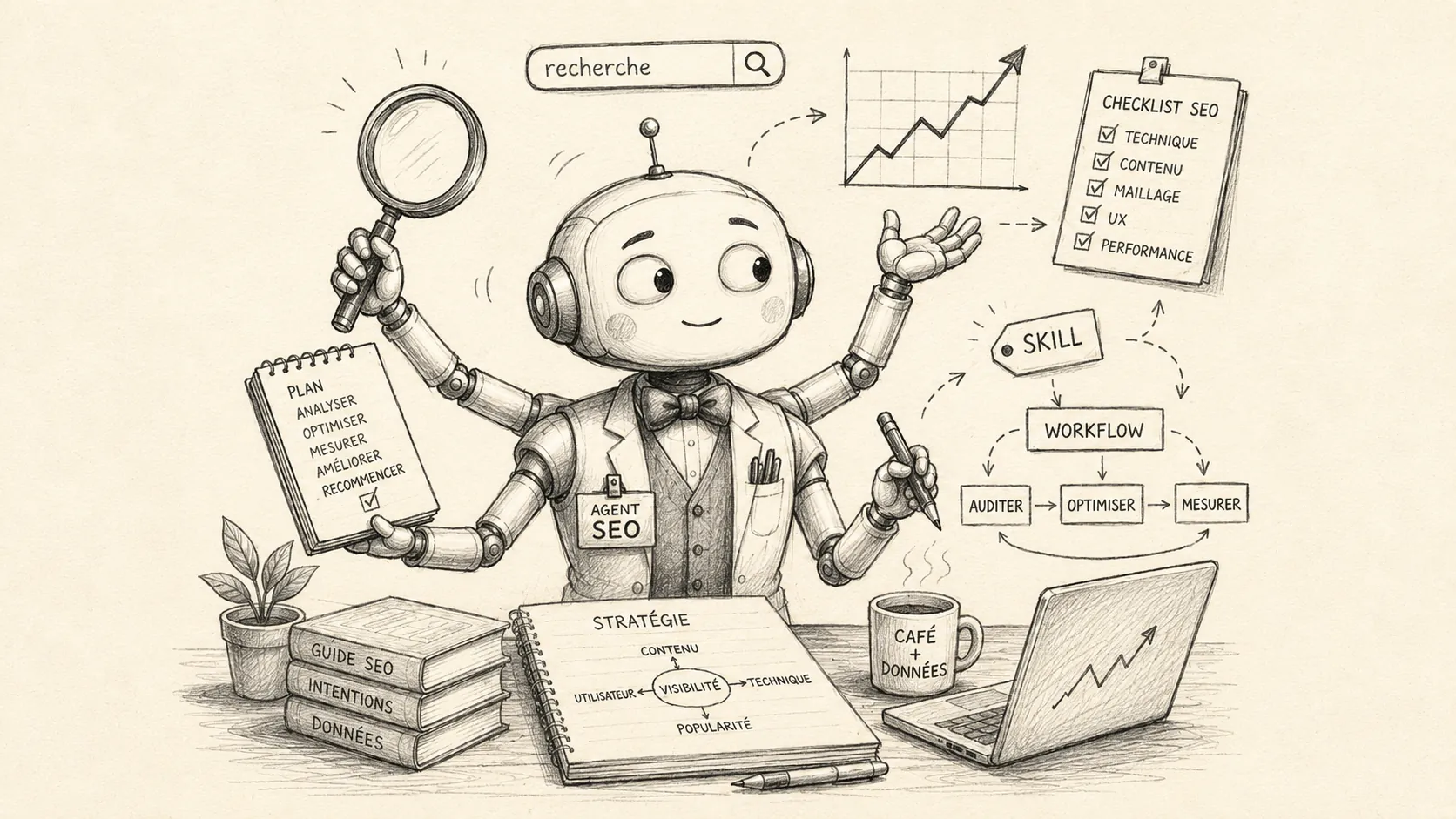 Agent SEO orchestrant des skills et workflows de référencement