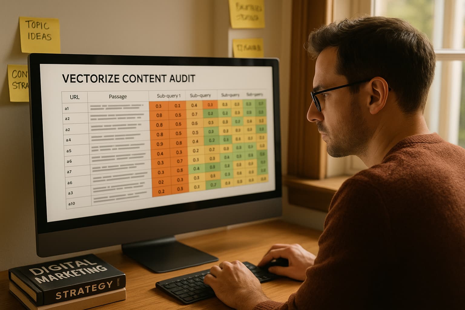 Consultant SEO en pleine réflexion sur l’optimisation agentique et conversationnelle des contenus à l’ère de l’IA.