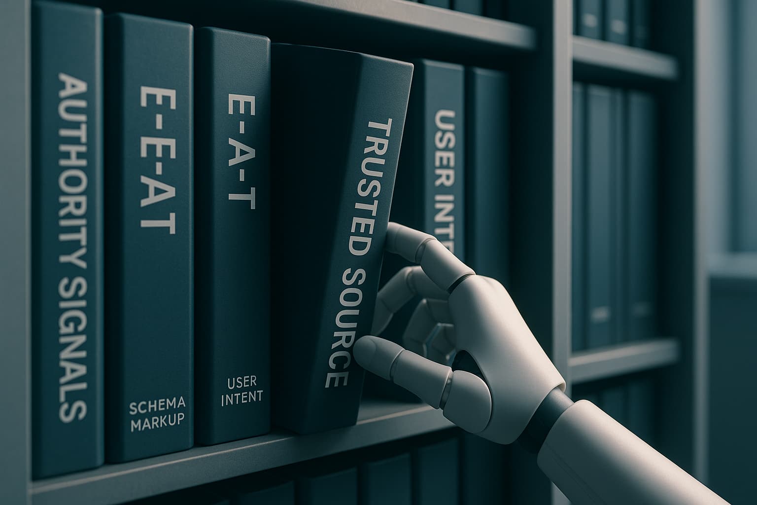 Livre "Trusted Source" sélectionné par une IA dans une bibliothèque de contenus thématisés