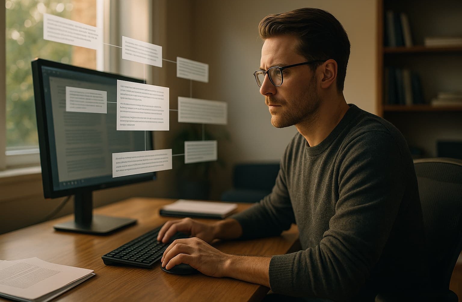 Utilisateur devant la recherche générative par fragments de contenu sémantique