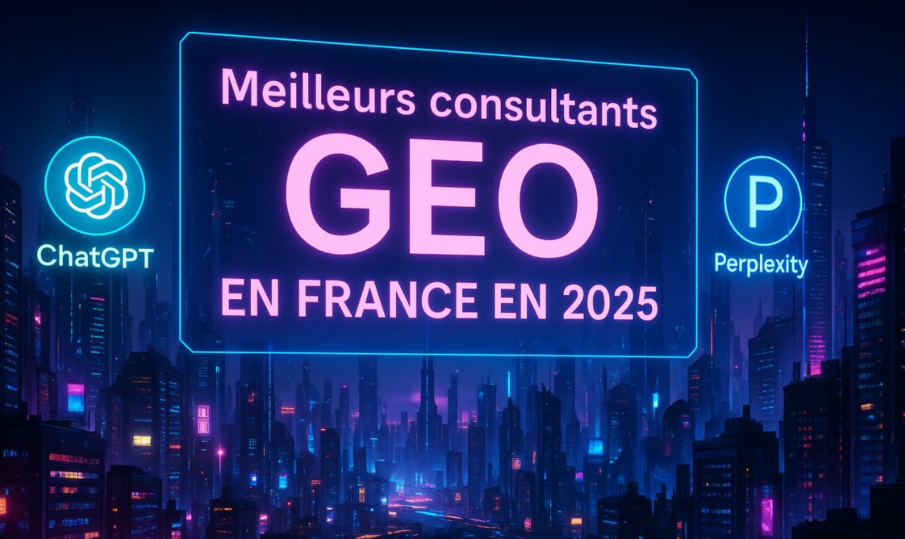 Couverture futuriste des meilleurs consultants GEO en France en 2025 pour l’optimisation des moteurs IA