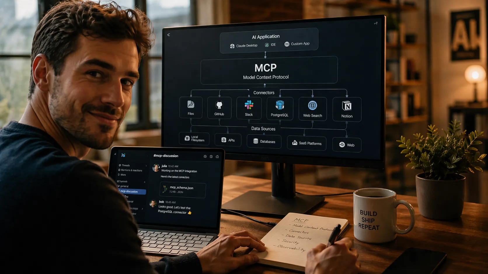 Schéma du Model Context Protocol d'Anthropic reliant l'IA aux outils