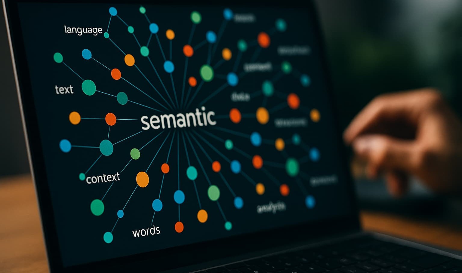 Illustration de l'optimisation sémantique d'un site web, où les pages les plus proches sémantiquement sont reliées entre elles.