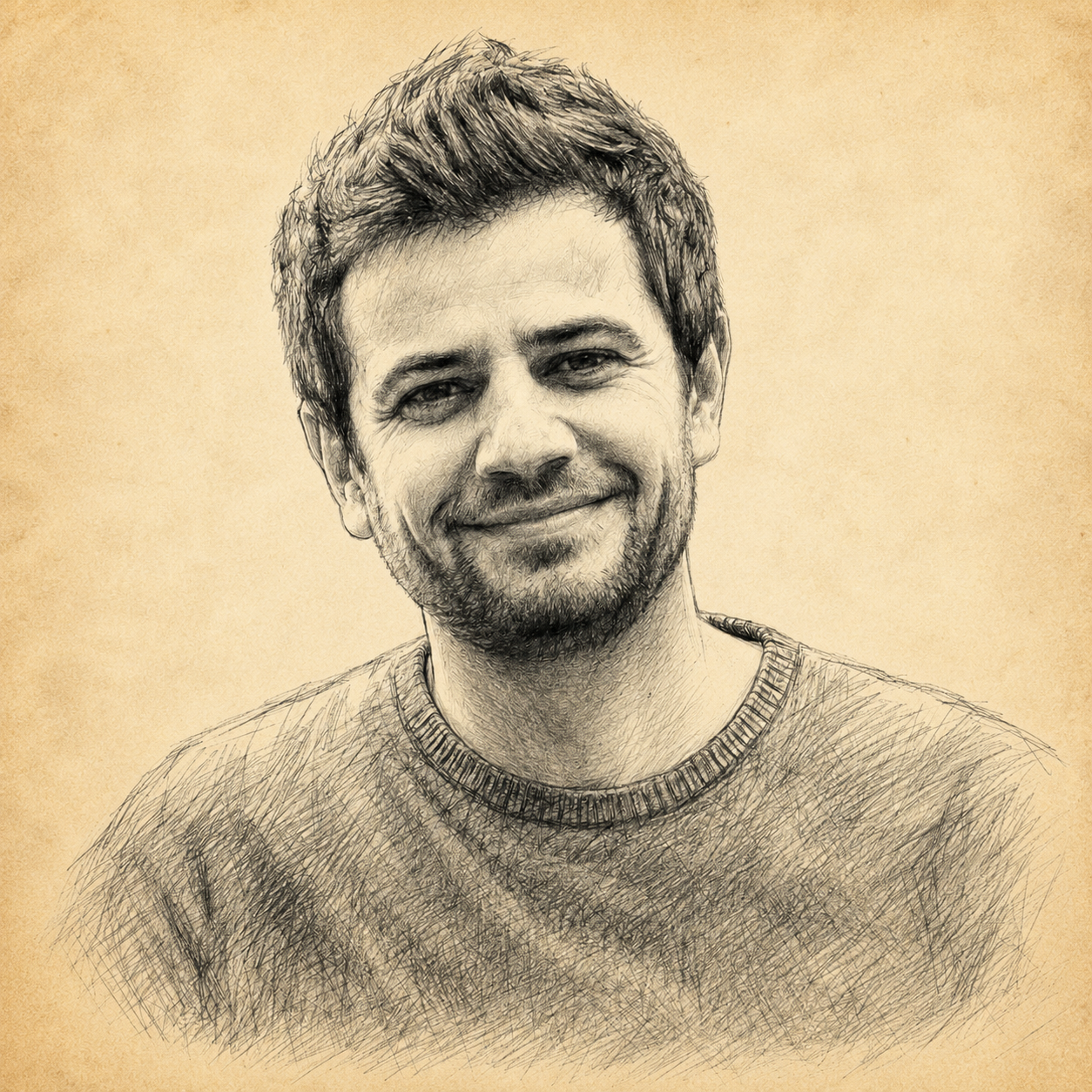 Julien Gourdon, consultant SEO et GEO, portrait au crayon