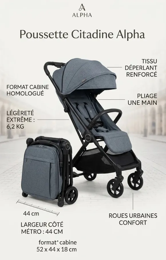 Poussette Citadine Alpha au format cabine