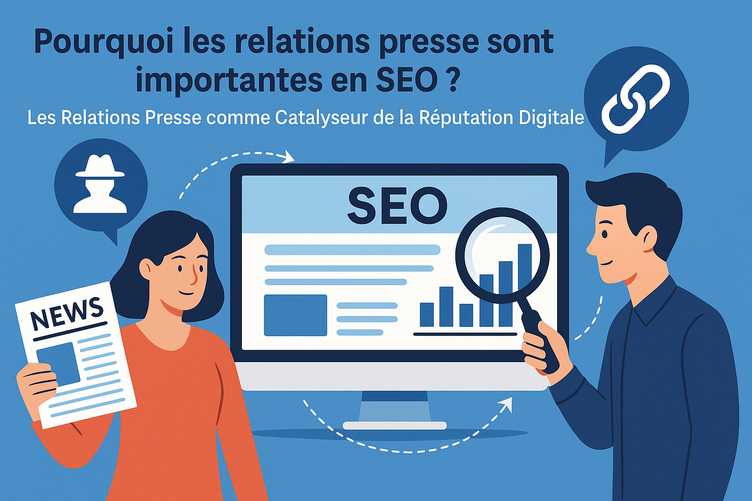 illustration visant à montrer qu'être cité et/ou obtenir des backlinks de la part de médias est bénéfique pour votre SEO