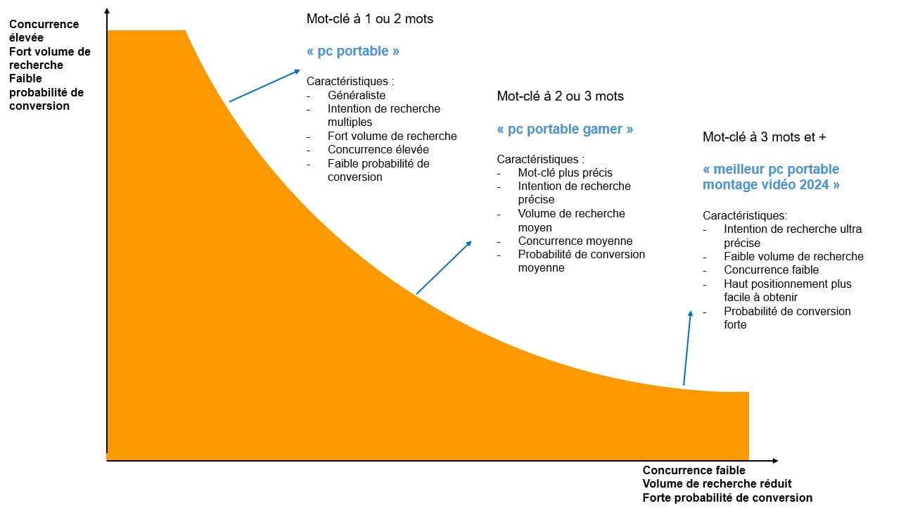 Illustration représentant les avantages de la longue traîne