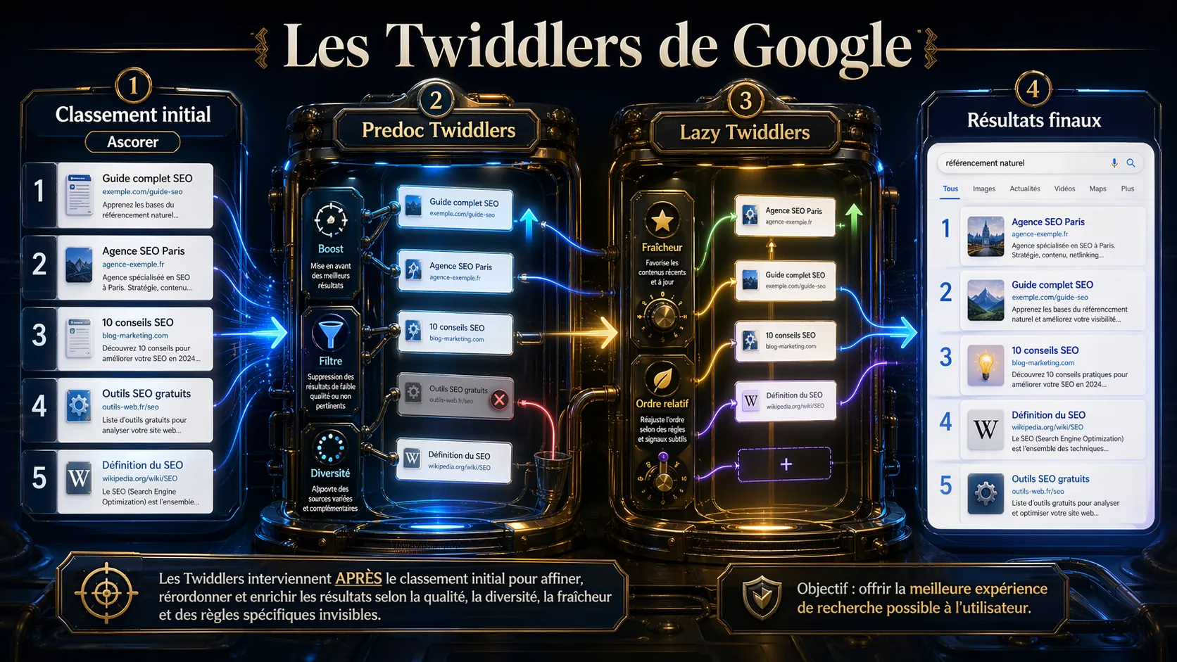 Twiddlers de Google ajustant le classement des résultats SEO